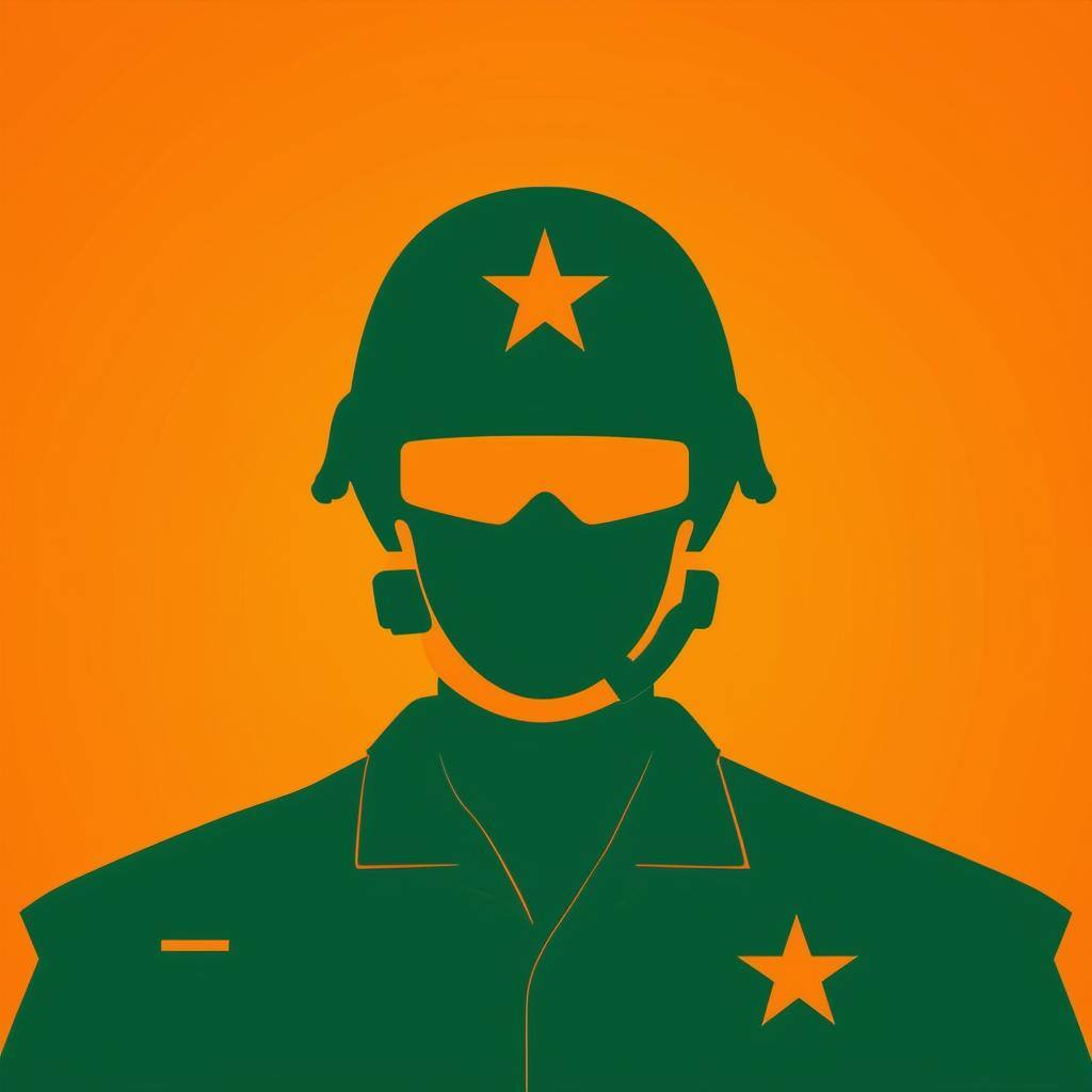 an icon for a defense contractor using army green and orange